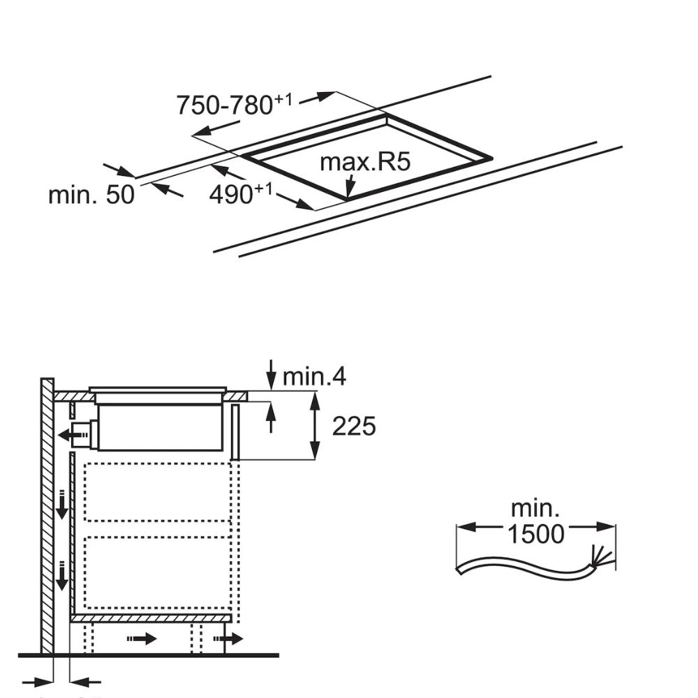 Aeg inductie kookplaat met afzuiging TH84CB03CB 80cm - Afbeelding 6