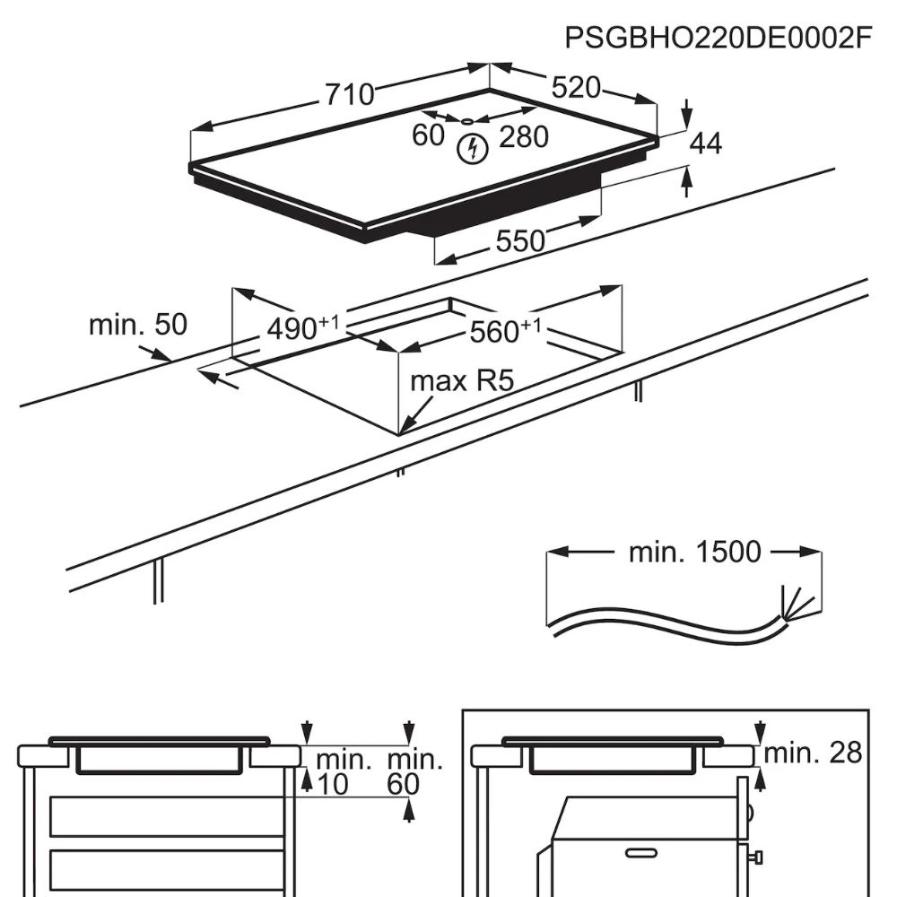 Aeg inductie kookplaat TO74IB00CZ SaphirMatt 70 cm - Afbeelding 2